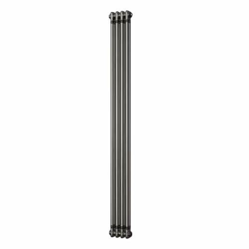 Alpha UK Radiators Traditional Cast-Iron Style 2 Column Vertical Radiator in Raw Metal Silver, H: 180 cm, W: 19.6 cm, D: 6.8 cm – 1