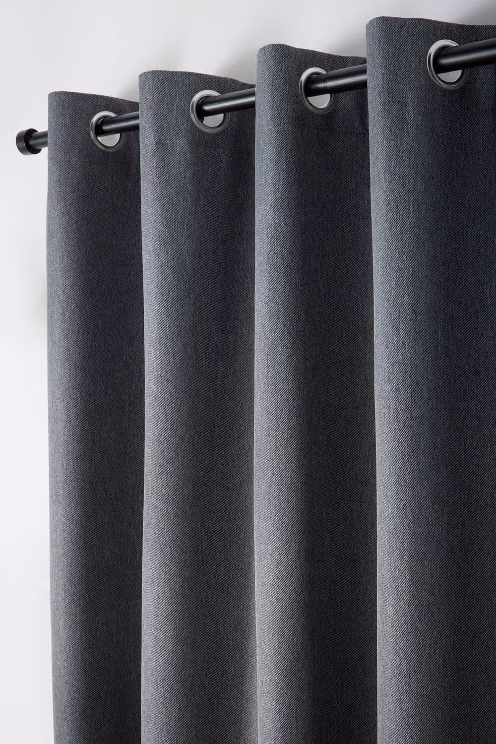 Curtina Plain Twill Woven Texture Blackout Eyelet Curtains in Charcoal Grey, Width: 168 cm, Drop: 229 cm – 2