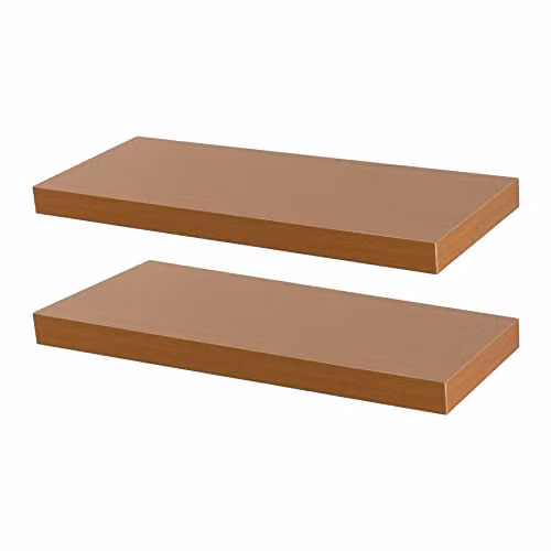 Harbour Housewares Modern Floating Wall Shelves in Brown, Pack of 2, Width: 60 cm – 1