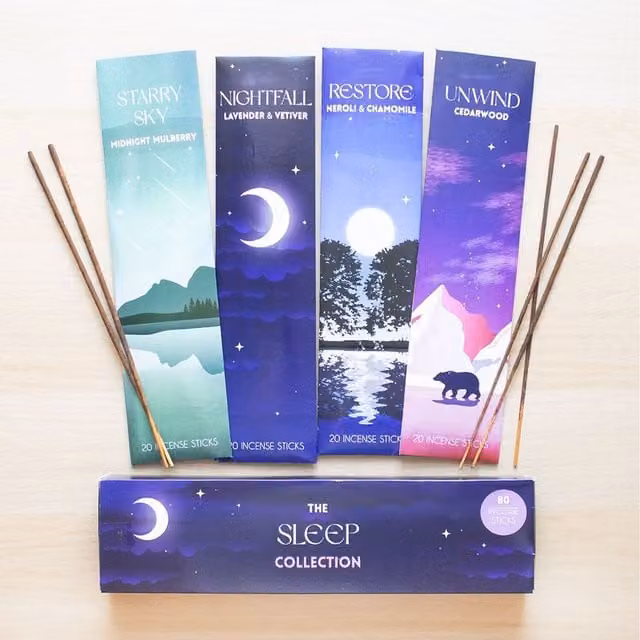 Kingsbury Gifts The Sleep Collection Floral Incense Stick Set, 80 Sticks, Blue and Multicolour