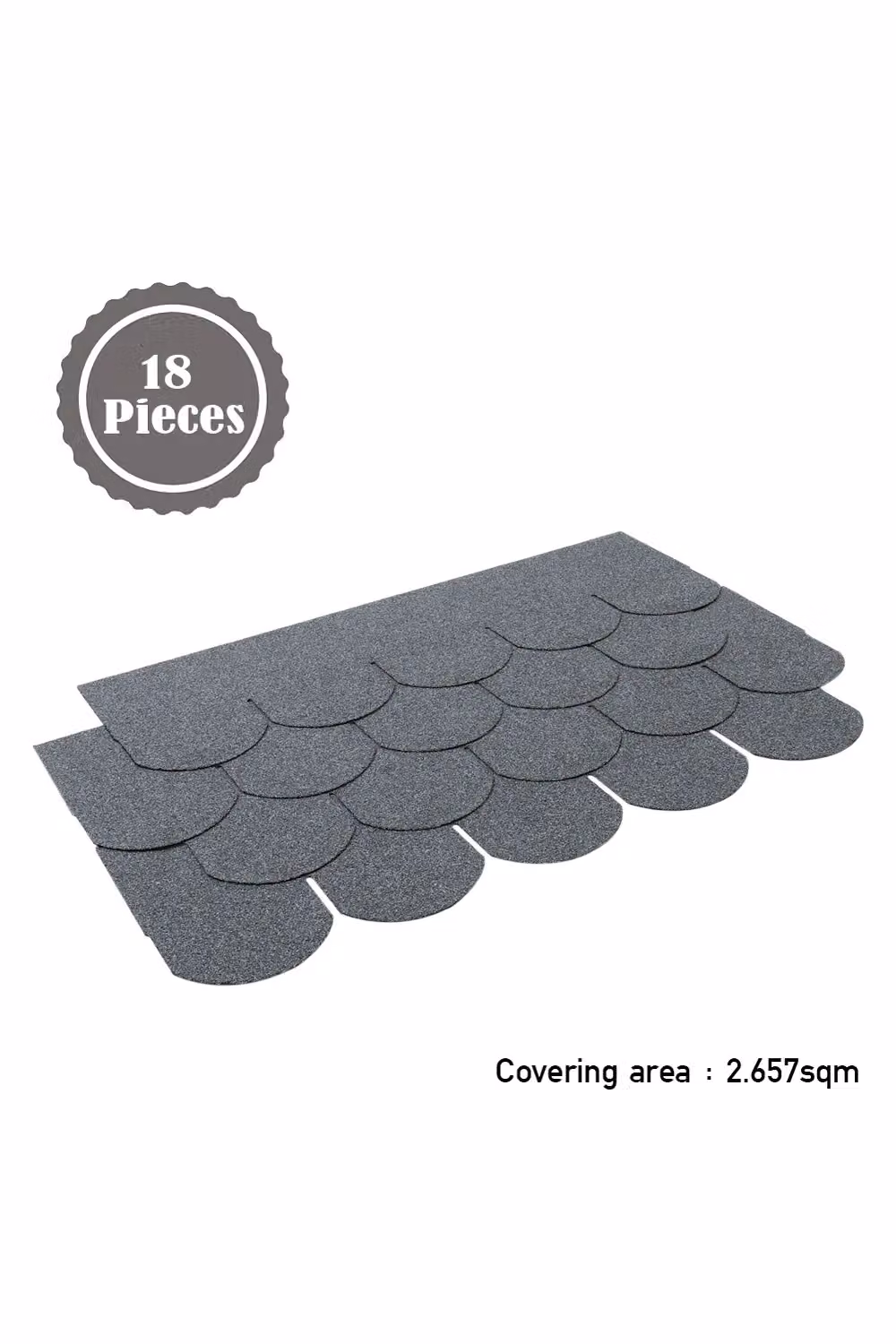 Living and Home 18-Piece Fish Scale Bitumen Asphalt Roofing Shingles, Grey – 3