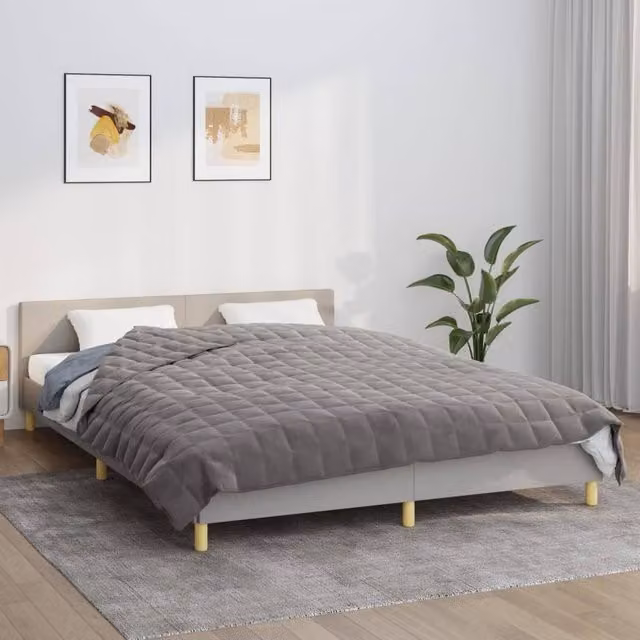 Berkfield Home Grey Weighted Blanket with Glass Beads, W/D/H: 200 x 220 cm, 9 kg
