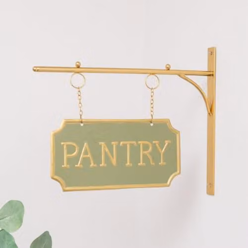 Melody Maison Vintage Gold and Green Metal Rectangular Wall Plaque