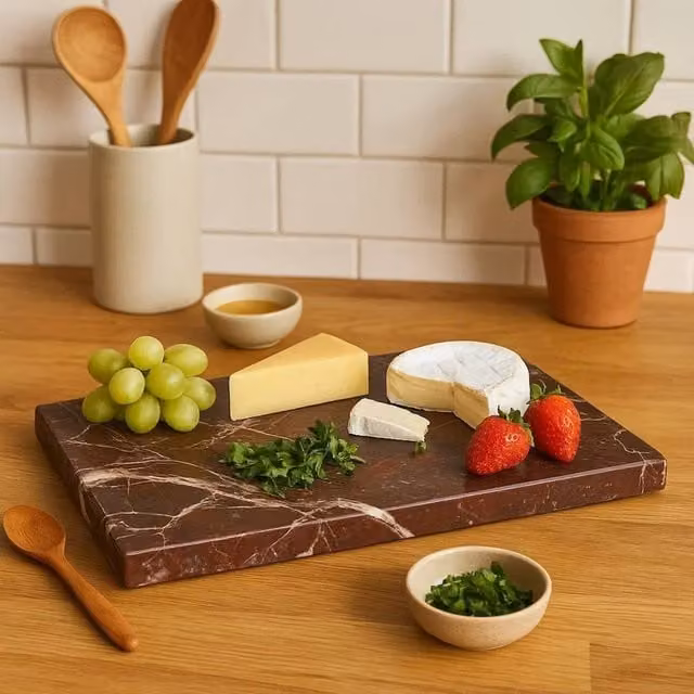 Orsina Salmo Rectangular Red and White Marble Chopping and Serving Board – 1