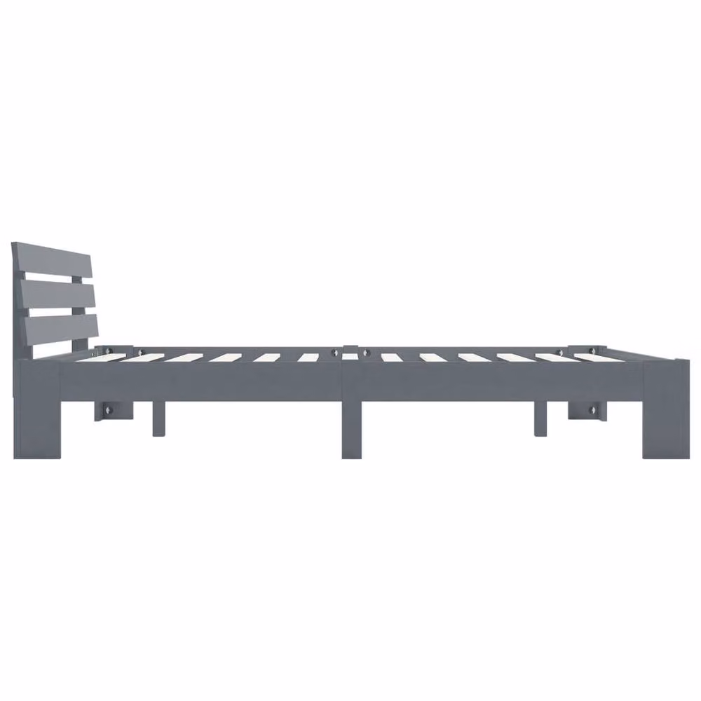 Berkfield Home Grey Solid Pine Wood Bed Frame W: 160 cm, D: 200 cm – 2