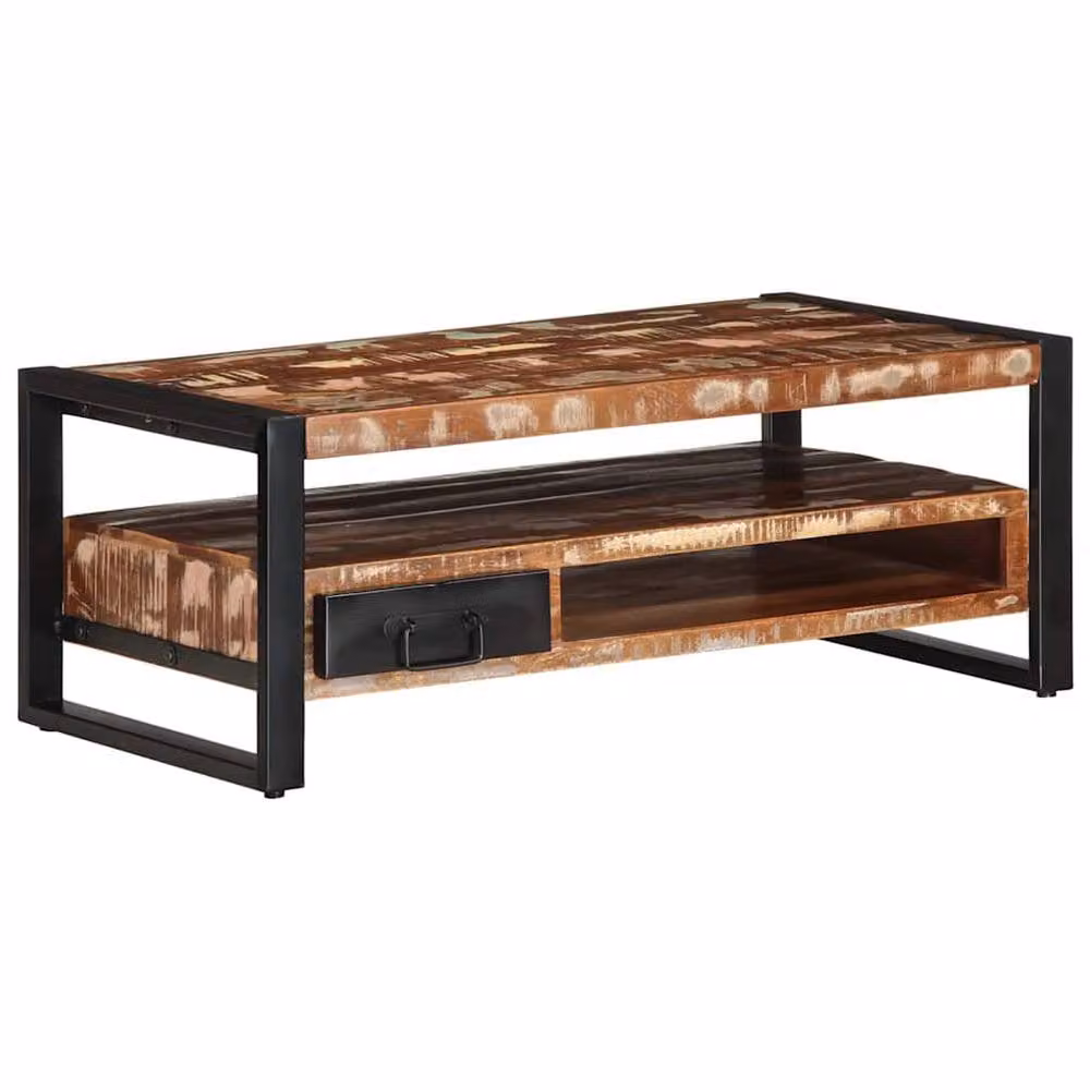 Berkfield Home Sturdy Multicolour Coffee Table made from Reclaimed Solid Wood, W/D/H: 90 x 50 x 36 cm – 2