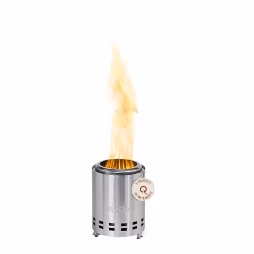herQs Mighty Smokeless Fire Pit in Silver Stainless Steel, Portable Outdoor Firepit for Camping and Garden, Diameter: 18 cm, Height: 24 cm – 1