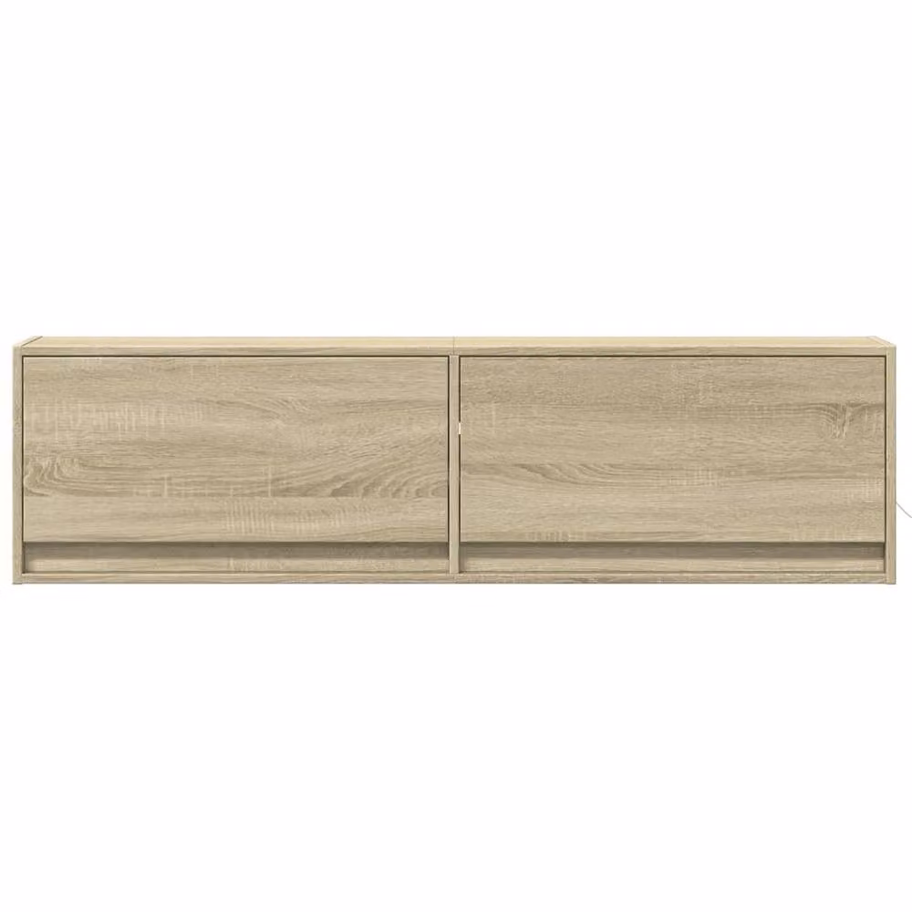 Berkfield Home TV Wall Cabinet with LED Lights in Sonoma Oak Tan, W/D/H: 140 x 31 x 38 cm – 4