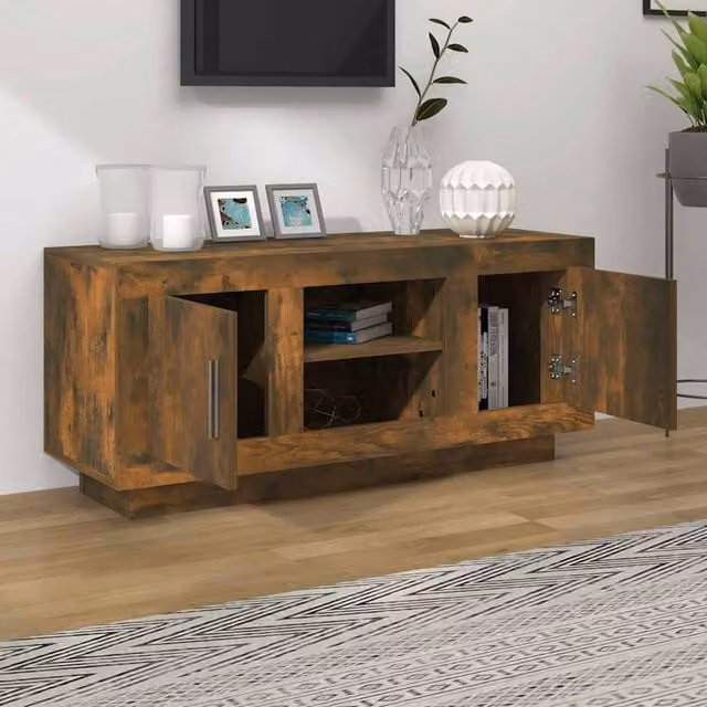 Berkfield Home Smoked Oak TV Cabinet in Brown, W/D/H: 102 x 35 x 45 cm