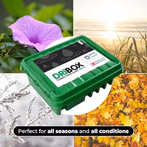 DRiBOX Small IP55 Weatherproof Outdoor Electrical Connection Box, Green, W: 25.5 cm, D: 14.1 cm, H: 10.2 cm – 5