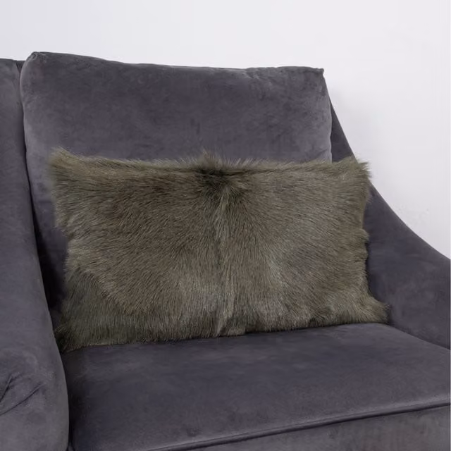 Native Natural Lambskin Cushion, Green, W: 30 cm