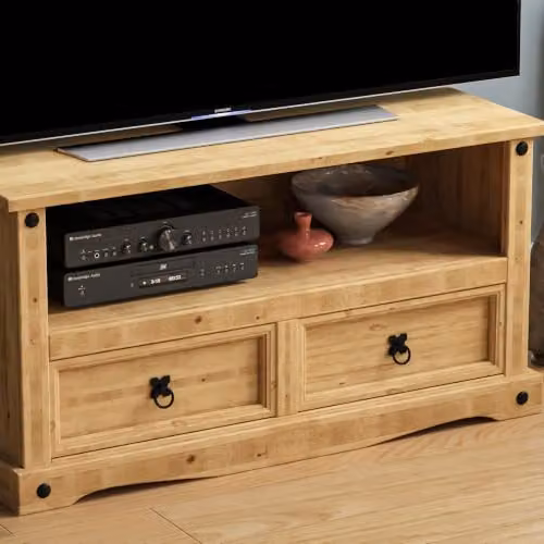 Vida Designs Rustic Brown Pine and Metal TV Cabinet – 2