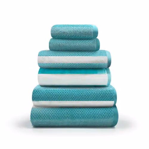 Gaveno Cavailia 2 Pack Striped Cotton Bath Sheet Towels in Blue and Turquoise, W: 140 cm, H: 90 cm
