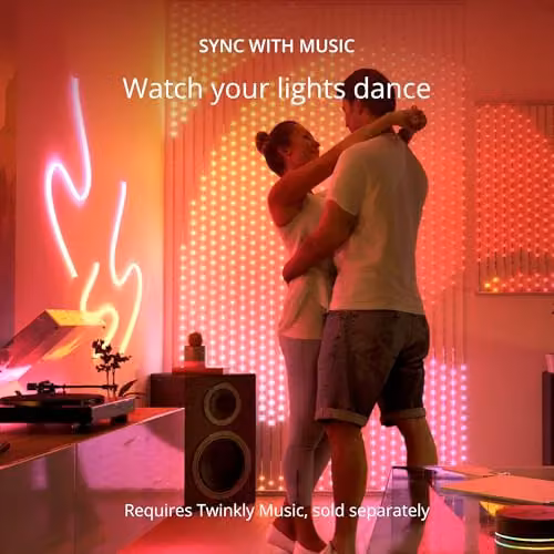 Twinkly Dots 20m Flexible RGB LED Strip, Multicolour, Black Wire, IP44 Rated, Compatible with Alexa, Google Assistant and Apple HomeKit – 5