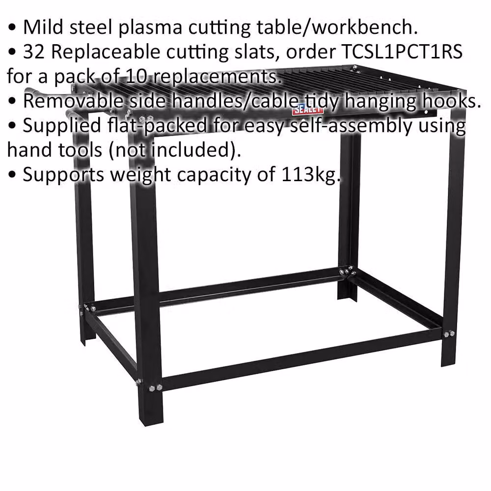Loops Plasma Cutting Table Workbench in Black Mild Steel with Replaceable Slats and 113kg Capacity – 2
