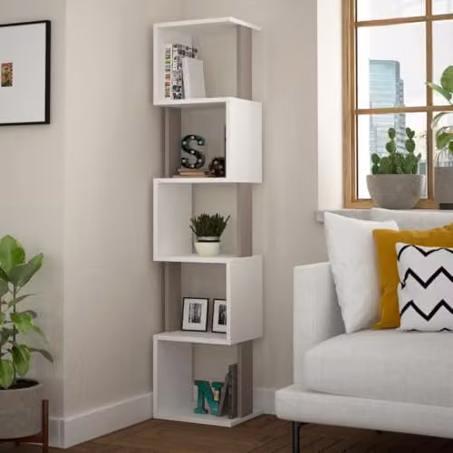 Calicosy Piri Corner Shelf with 5 Shelves, White, Width: 35 cm – 2