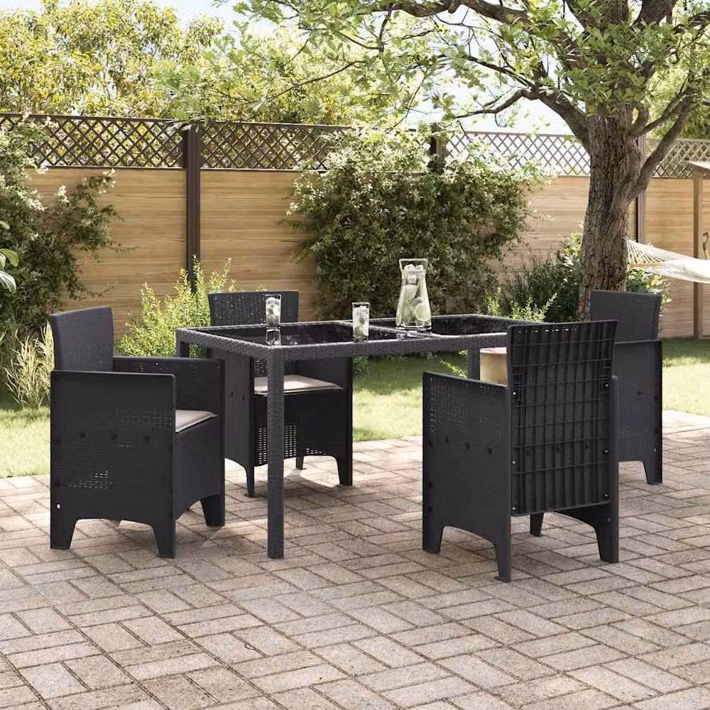 Berkfield Home Set of 4 Modern Garden Chairs in Anthracite and Taupe Polypropylene Resin – 2