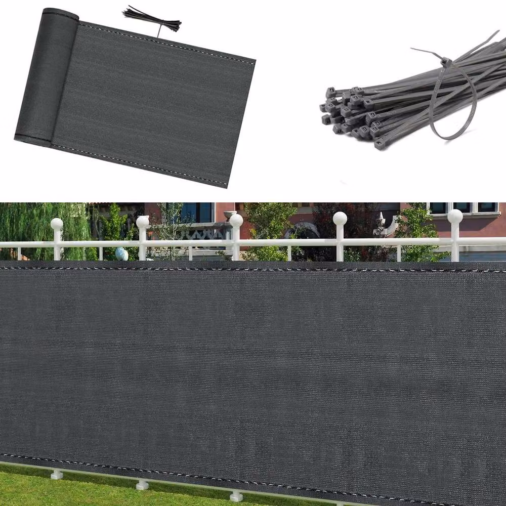 NESTLUNE Black Semi-Transparent Privacy Fence Screen Roll, W: 100 cm, H: 15 cm – 2