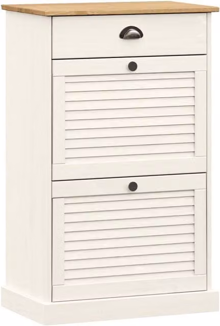Berkfield Home VIGO Shoe Cabinet in White Solid Wood Pine, W/D/H: 60 x 35 x 96 cm