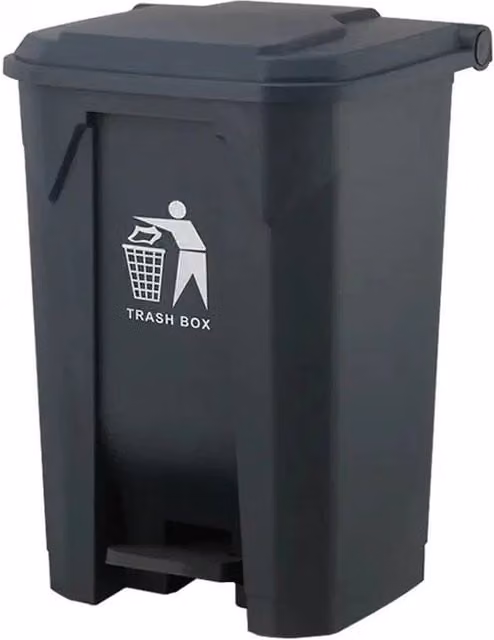 Kelvenix 80L Black Plastic Pedal Bin