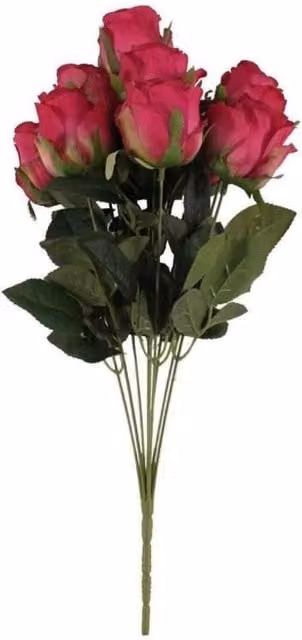 KDMD Camelot Rose Bud Fuchsia Pink Floral Decoration with 9 Heads