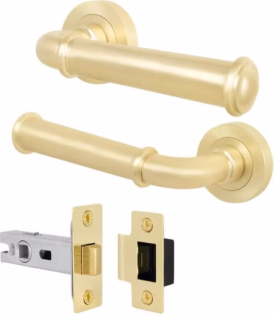 AFIT Satin Brass Internal Door Handle and Latch Set in Gold