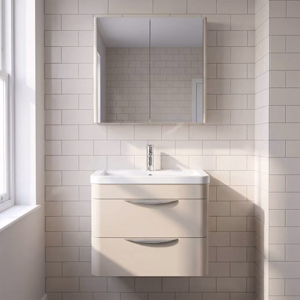 Balterley Aldershawe Wall Hung 2 Drawer Vanity Unit with Basin in Pebble Grey, W/D/H: 61 x 45 x 54 cm – 2