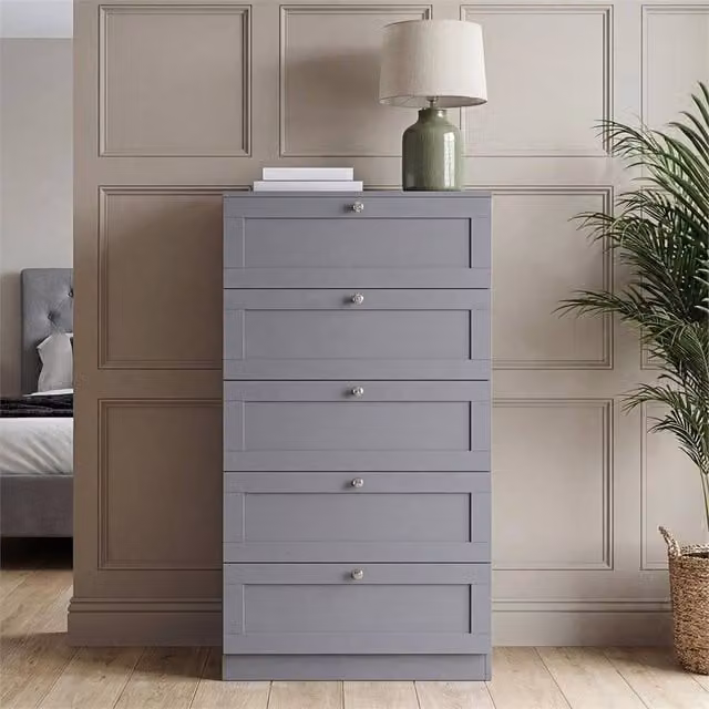 EONLION Modern 5-Drawer Grey Chest Storage Unit for Bedroom Organisation, Width: 100 cm – 1