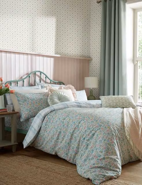 Laura Ashley Sherston Reversible Floral Cotton Bedding Set, Blue Mix, W: 180 cm x D: 200 cm