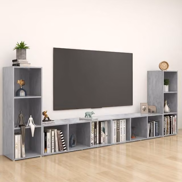 Berkfield Home TV Cabinet in Concrete Grey, Engineered Wood, W/D/H: 107 x 35 x 37 cm – 1