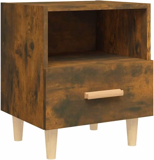 Berkfield Home Bedside Cabinet in Smoked Oak Brown, W/D/H: 40 x 35 x 47 cm – 1