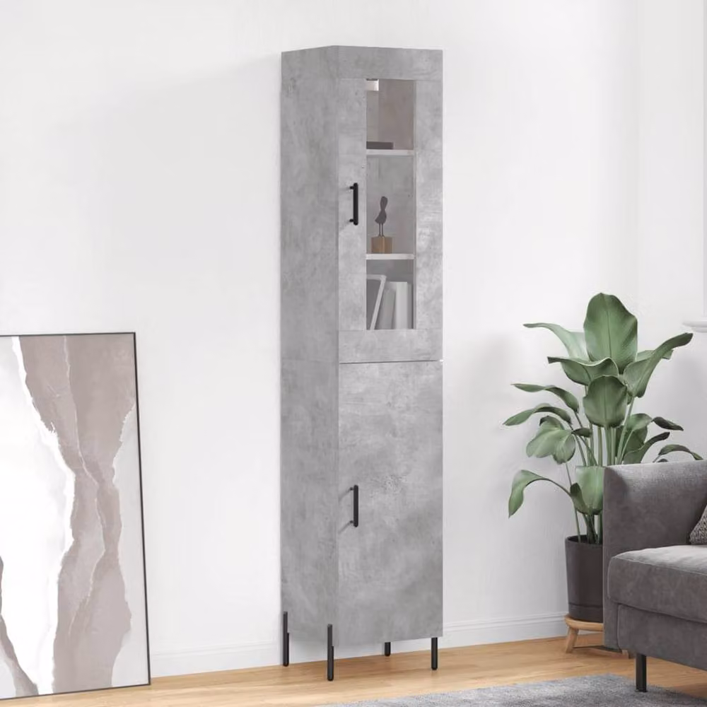 Berkfield Home Highboard in Concrete Grey, W/D/H: 34.5 x 34 x 180 cm – 2