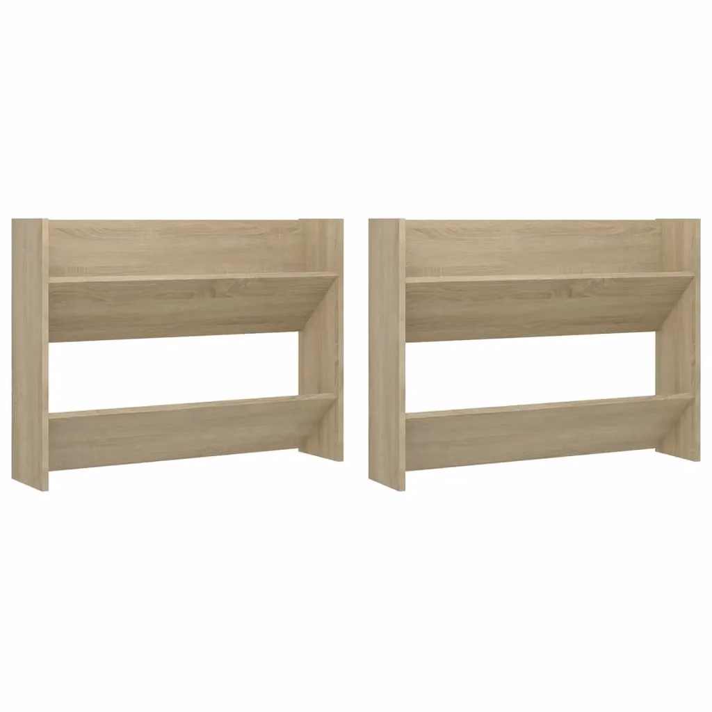 Berkfield Home Set of 2 Wall Mounted Shoe Cabinets in Sonoma Oak Brown, W: 80 cm, D: 18 cm, H: 60 cm – 2