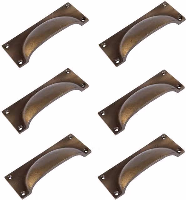 Hammer and Tongs Brass Rectangular Cabinet Drawer Pulls, Pack of 6 – 1