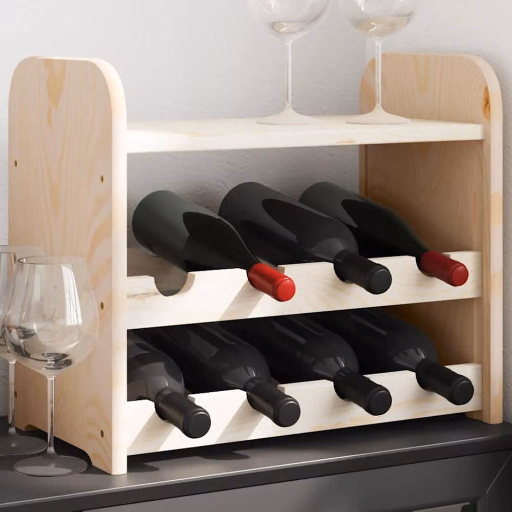 Berkfield Home Rustic Solid Pine Wine Rack with Top Board in Natural, W/D/H: 43 x 25 x 37 cm – 2