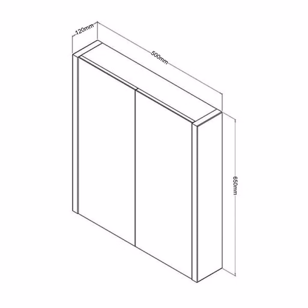 Clifton White Glossy Mirror Bathroom Cabinet with Soft Close Hinged Doors, W/D/H: 50 x 65 x 120 cm – 2