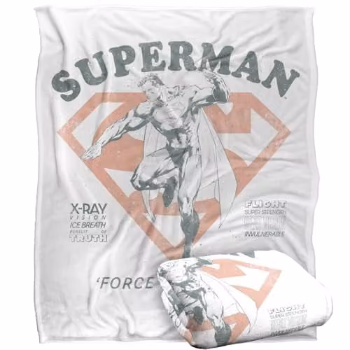 Warner Bros. Superman Force For Good Super Soft Silky Touch Fleece Throw Blanket, Multicolour, W: 152.4 cm x D: 127 cm