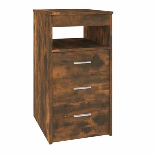 vidaXL Compact Drawer Cabinet in Brown Smoked Oak, Modern Freestanding Wood Storage Unit, W: 40 cm, D: 50 cm, H: 76 cm