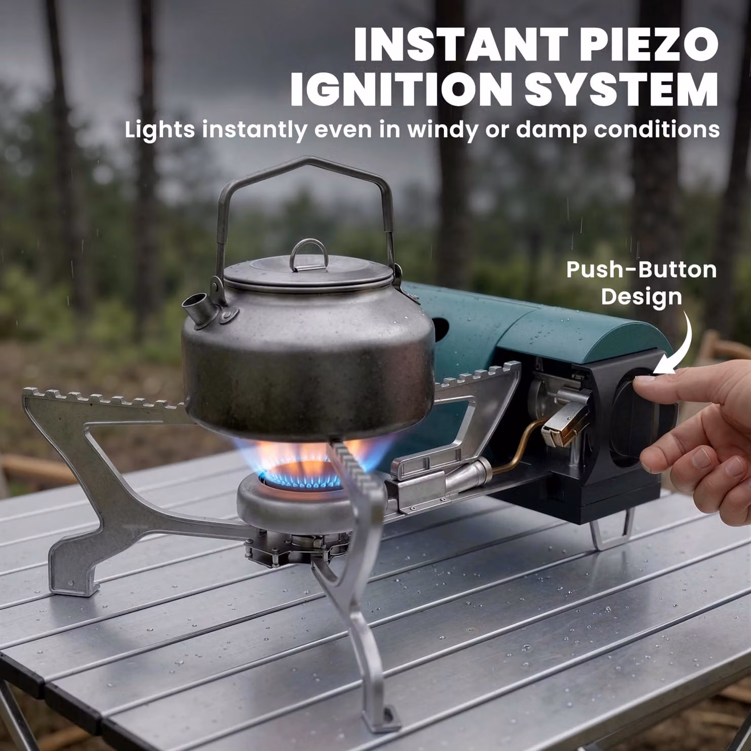 Outsunny 2670W Foldable Camping Gas Stove with Safety Shut-Off and Piezo Ignition in Green – 7