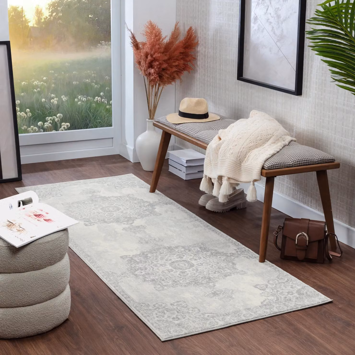 Livabliss Monaco Vintage Grey and Ivory Traditional Boho Rug, W: 160 cm, L: 220 cm – 5