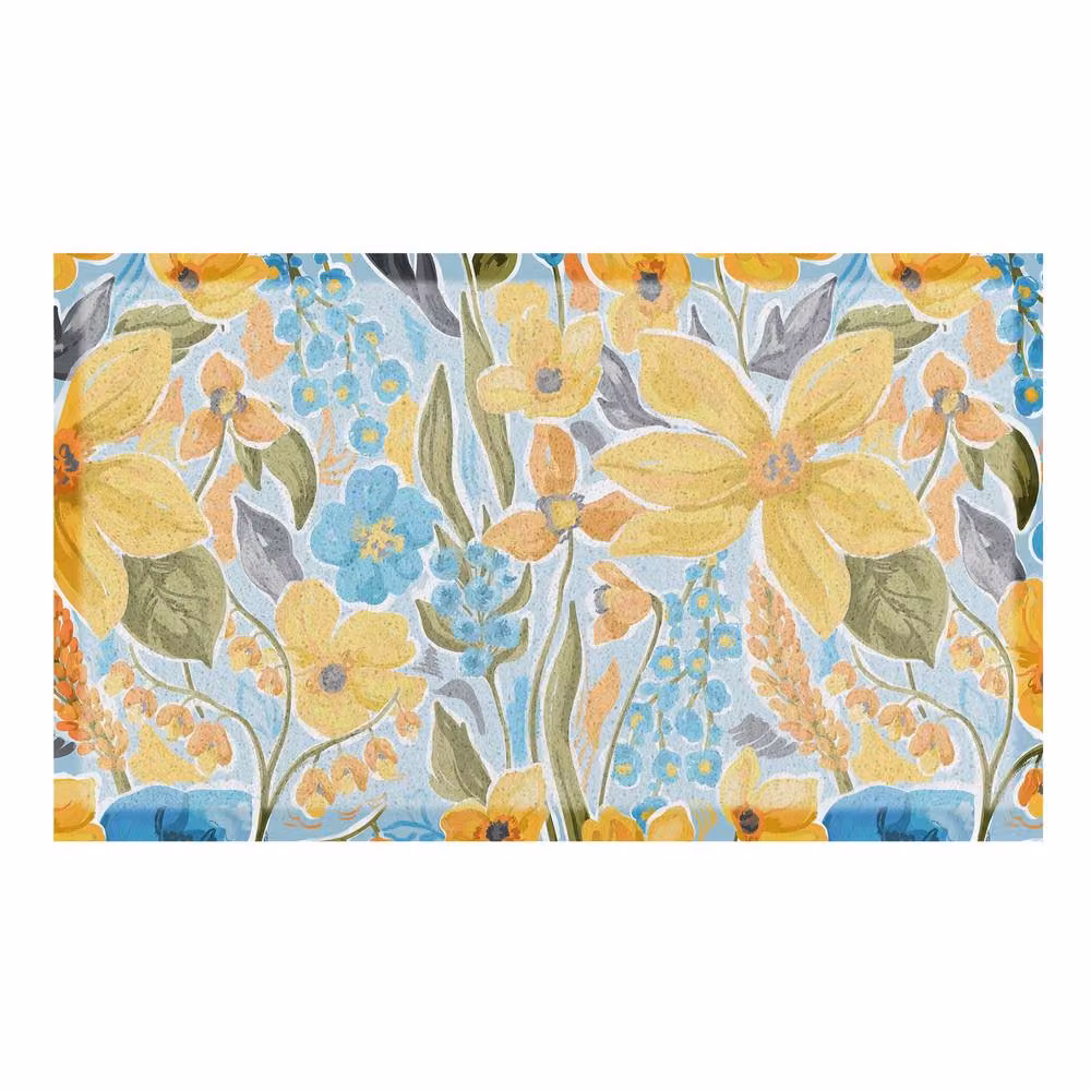 Artsy Mats Yellow Floral PVC Doormat, W/D/H: 70 x 40 x 1 cm – 2
