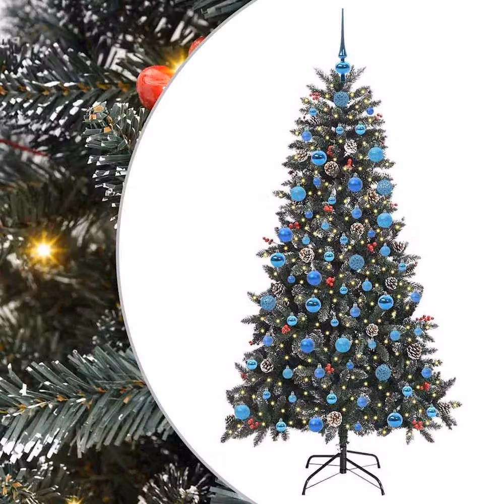 Berkfield Home Green Artificial Christmas Tree with 300 LEDs, W/D/H: 99 x 99 x 180 cm – 2