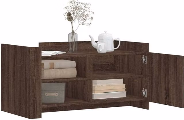 Berkfield Home Modern Rectangular Coffee Table in Brown Oak, W/D/H: 100 x 50 x 50 cm – 1