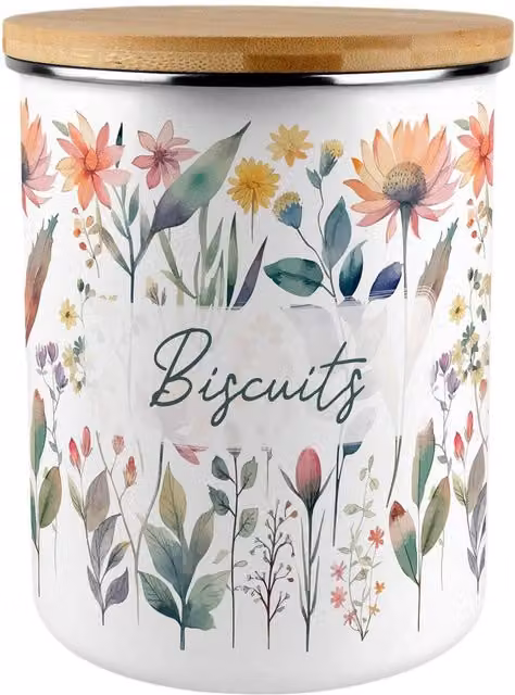 Purely Home Pastel Flowers Extra Large Metal Biscuit Tin in Pink and Multicolour