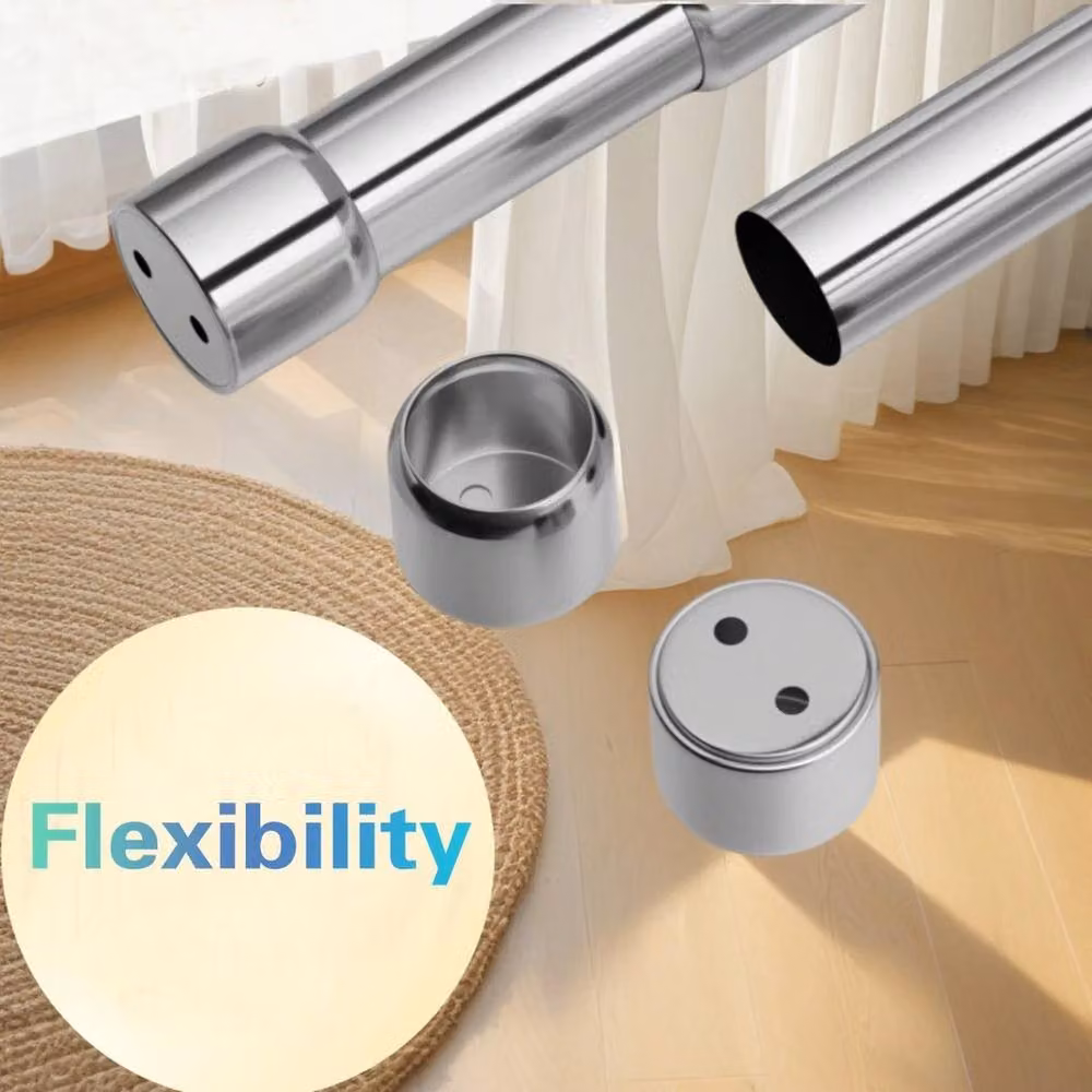 NESTLUNE Extendable Stainless Steel Wardrobe Rail in Silver, 80-150cm – 3