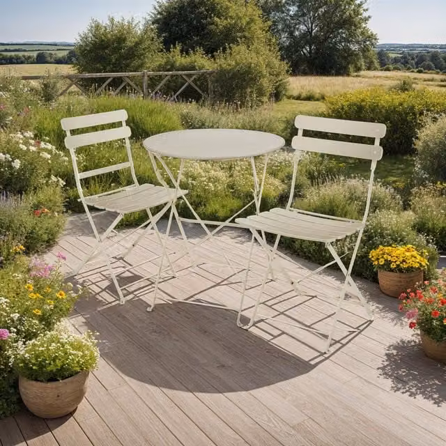 Tectake Frieda Bistro Set for 2 Adults in Brown Metal with a Modern Matt Finish