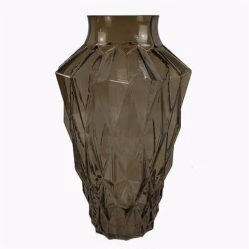 Leaf Modern Geometric Brown Glass Tabletop Vase, Height: 30 cm