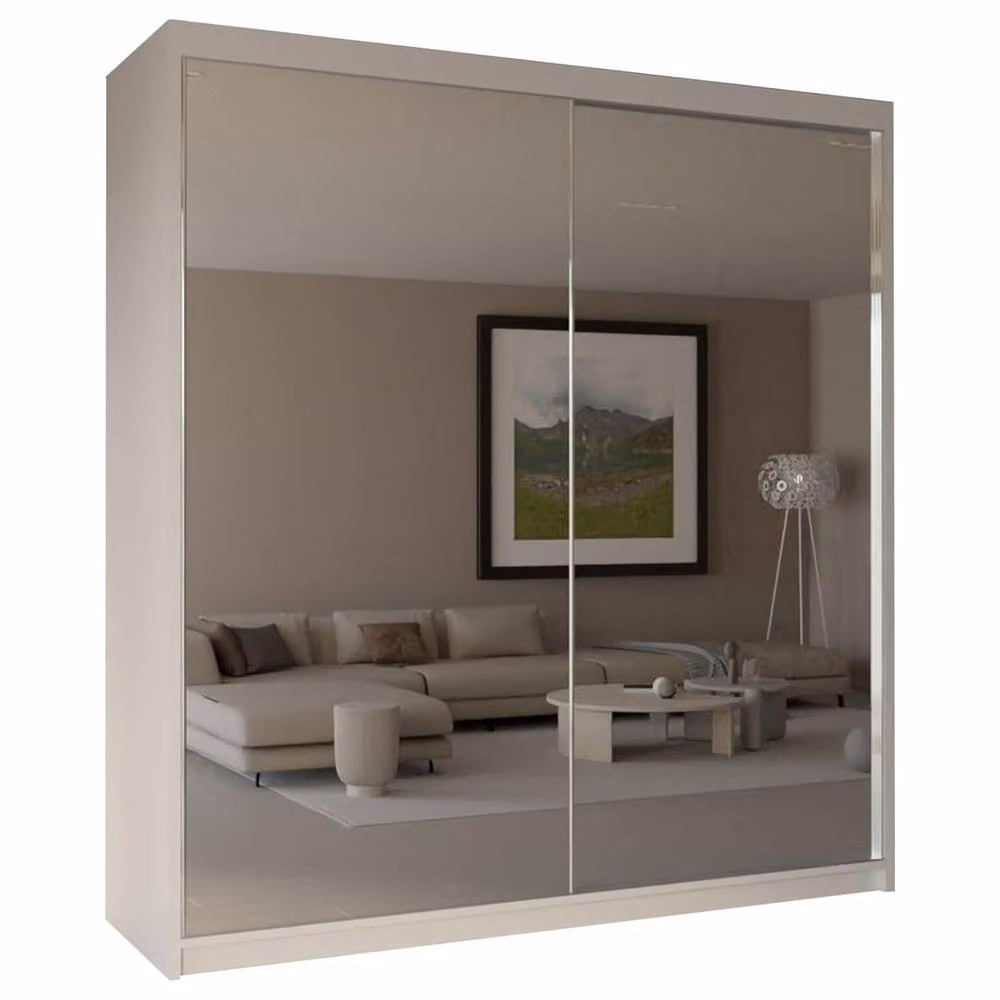 Sliding Wardrobes 4U Jacklin Double Mirror Sliding Door Wardrobe, White, W: 150 cm, H: 217 cm – 2