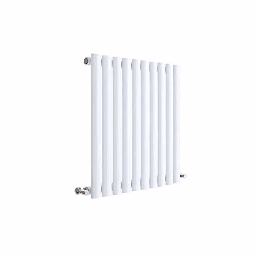 Nuie HL338 Revive Modern Wall Mount Designer Horizontal Single Panel Radiator, W: 60 cm, H: 58.6 cm, D: 5.5 cm, High Gloss White