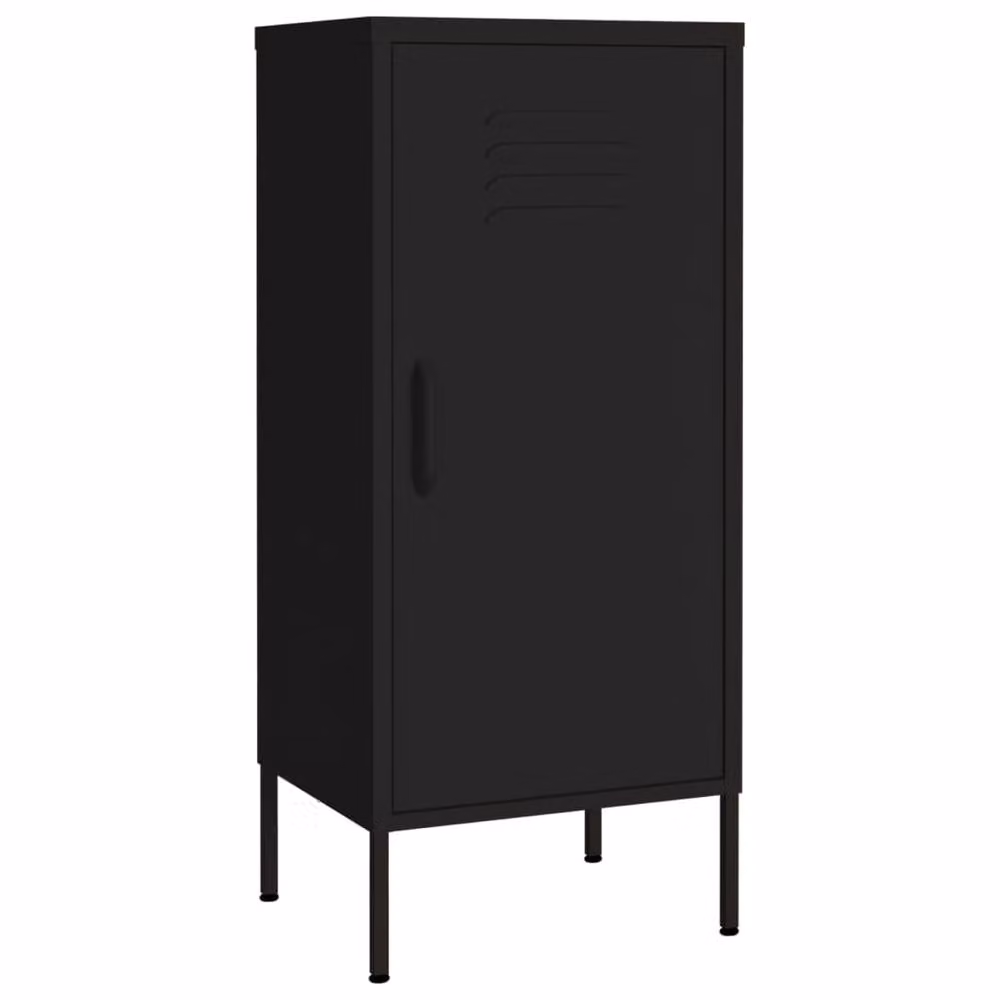 Berkfield Black Metal Freestanding Home Storage Cabinet with Hinged Doors W/D/H: 42.5 x 35.0 x 101.5 cm – 3